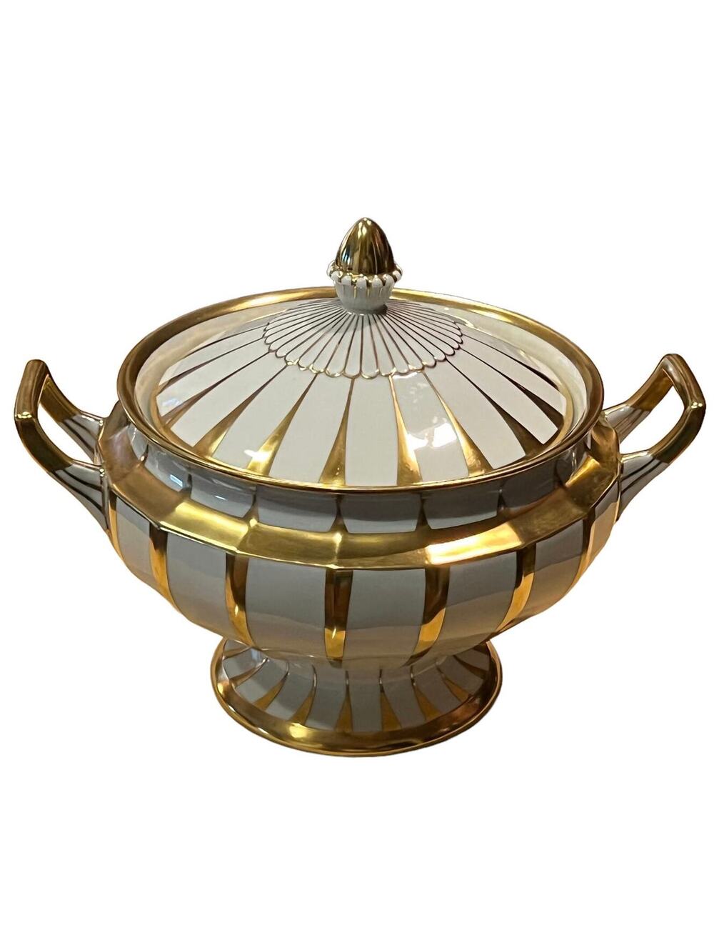 German Forstenberg Grecque Athena Gold Covered Tureen 11” Great Gift for Party